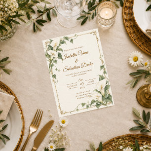 Invitation Élégant mariage botanique au lys calla
