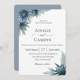 Invitation Élégant Mariage botanique de chardon bleu