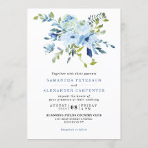 Élégant Mariage botanique floral de la marine bleu