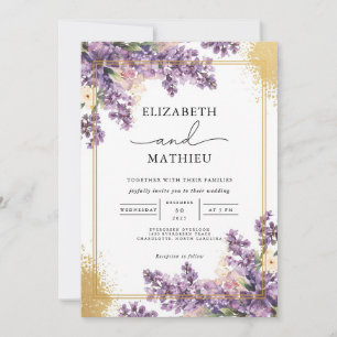Invitation Élégant Mariage Botanique Lilac