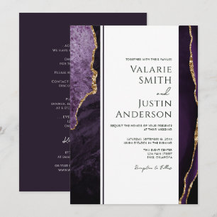 Invitation Élégant Mariage budget d'âge violet tout en un