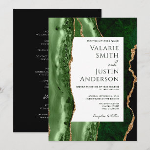 Invitation Élégant Mariage budgétaire vert émeraude tout en u