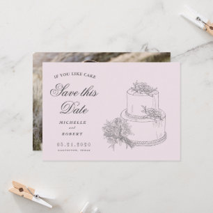 Invitation Élégant Mariage Cake Photo Enregistrer La Date