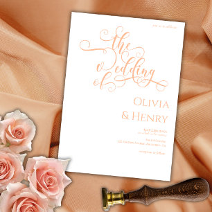 Invitation Élégant Mariage Calligraphie Romance Abricot & Bla