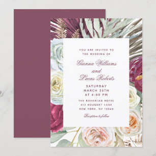 Invitation Elégant Mariage campagnard floral Boho aquarelle
