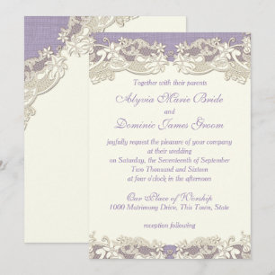 Invitation Élégant Mariage campagnard Lavande