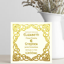 Elégant Mariage celtique Ivory Faux Gold Celtic no
