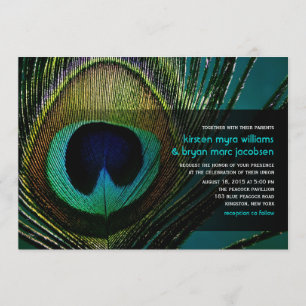 Invitation Élégant Mariage Chic Peacock Feather