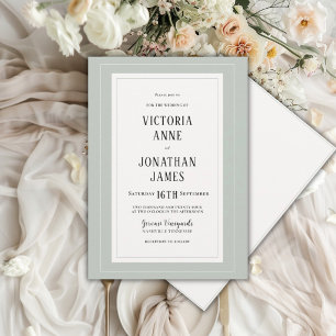 Invitation Élégant Mariage Chic Vert Sauge & Crème