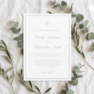 Invitation Élégant Mariage Classique Vert Sauge
