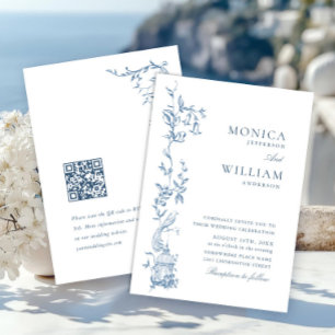 Invitation Élégant Mariage couleur bleu couleur orné victorie