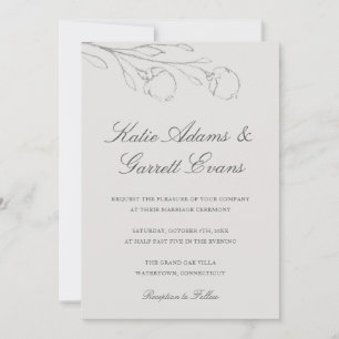 Invitation Elégant Mariage crayon gris croquis