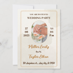 Invitation Elégant mariage crème avec un anneau de mariage