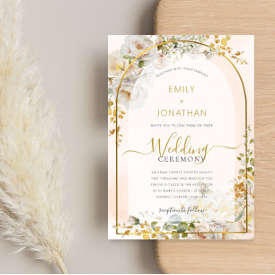 Invitation Elégant Mariage d'aquarelle couleur or blanc