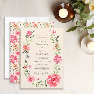 Invitation Élégant Mariage d'aquarelle couleur rose pâle