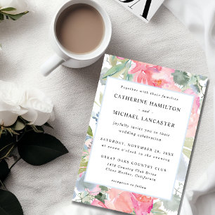 Invitation Élégant Mariage d'aquarelle rose