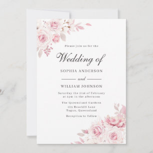 Invitation Élégant Mariage d'aquarelle rose-bleu
