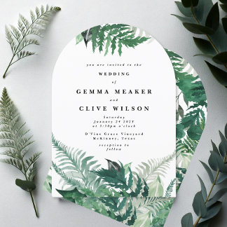 Invitation Elégant Mariage d'arc d'aquarelle de verdure