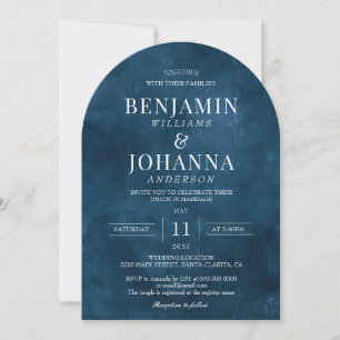 Invitation Élégant Mariage d'arche bleu floral