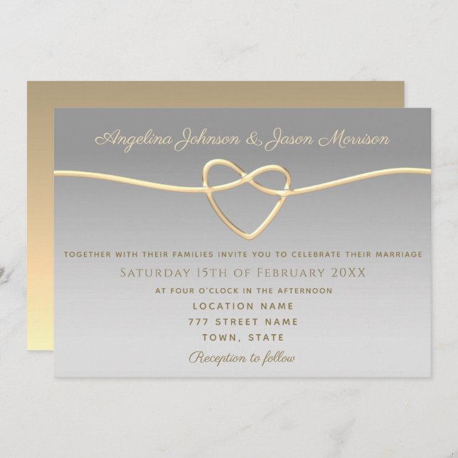 Invitation Élégant Mariage d'argent (Devant / Derrière)