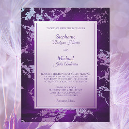 Invitation Élégant Mariage d'argent moulé Abstrait