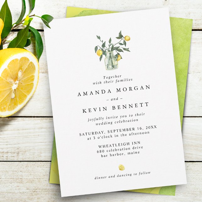 Invitation Élégant Mariage d'arrangement Citrus Citron (Créateur téléchargé)