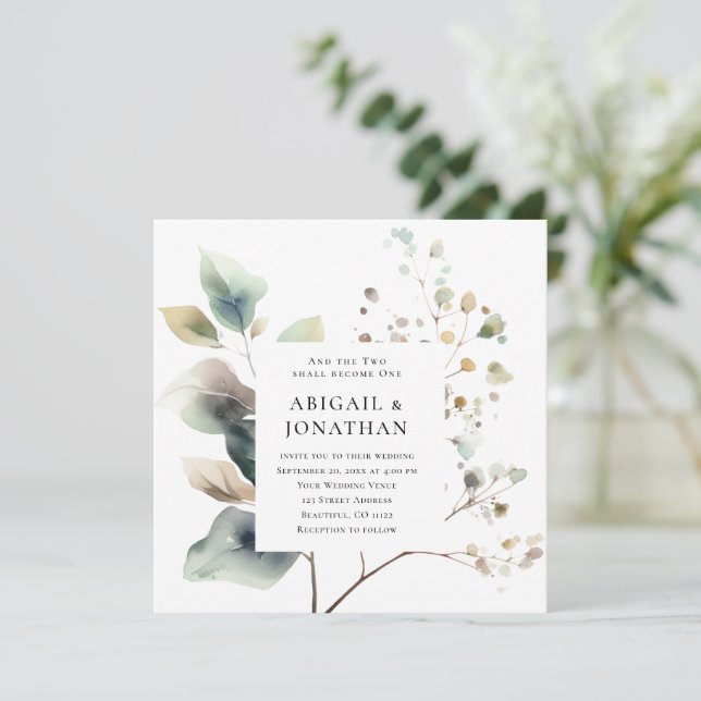 Invitation Élégant Mariage de automne Deux Deviennent Un Chré (Debout devant)