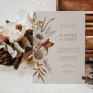 Invitation Élégant Mariage de automne en terre cuite Floral B