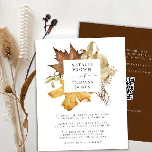 Invitation Élégant Mariage de automne rustique tout en un cod