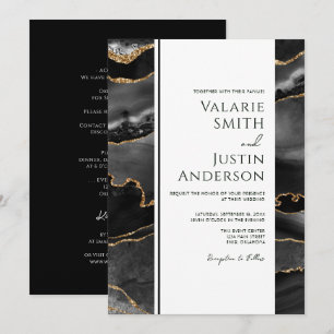 Invitation Élégant Mariage de budget d'âge noir tout en un