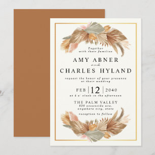 Invitation Elégant Mariage de cadre en laiton Boho Rose Or Pa