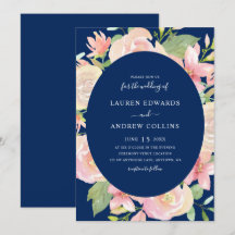 Elégant Mariage de cadre floral bleu bleu marine