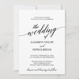 Invitation Élégant Mariage de calligraphie blanche et noire