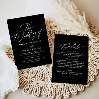 Invitation Élégant Mariage de calligraphie moderne tout en un