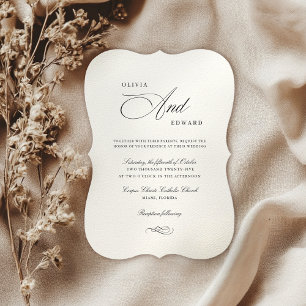 Invitation Élégant Mariage de calligraphie noir et blanc