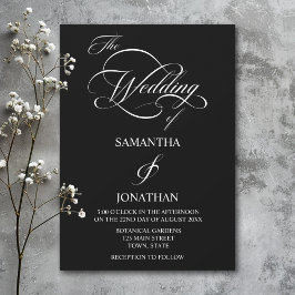 Invitation Élégant Mariage de calligraphie noir et blanc