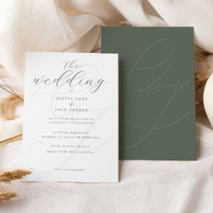 Invitation Élégant Mariage de calligraphie verte Sage