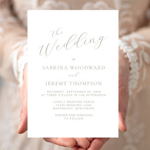 Invitation Élégant Mariage de calligraphie verte Sage moderne