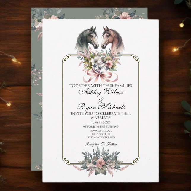 Invitation Élégant Mariage de cheval de printemps (Enjoy this beautiful collection of elegant watercolor designs.)