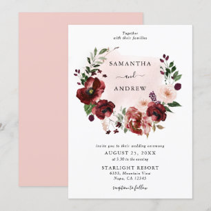 Invitation Élégant Mariage de couronne florale Broussaillée B