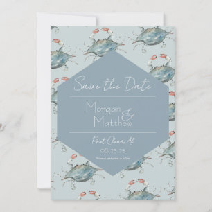 Invitation Elégant Mariage de crabe d'aquarelle Enregistrer l