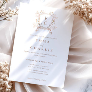 Invitation Élégant Mariage de crête florale automne