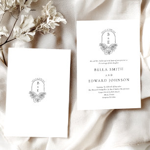 Invitation Élégant Mariage de crête noire blanche