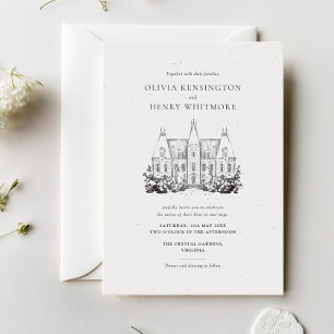 Invitation Élégant Mariage de croquis du Château