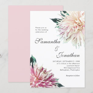 Invitation Élégant Mariage de Dahlia rose pâle à fleurs