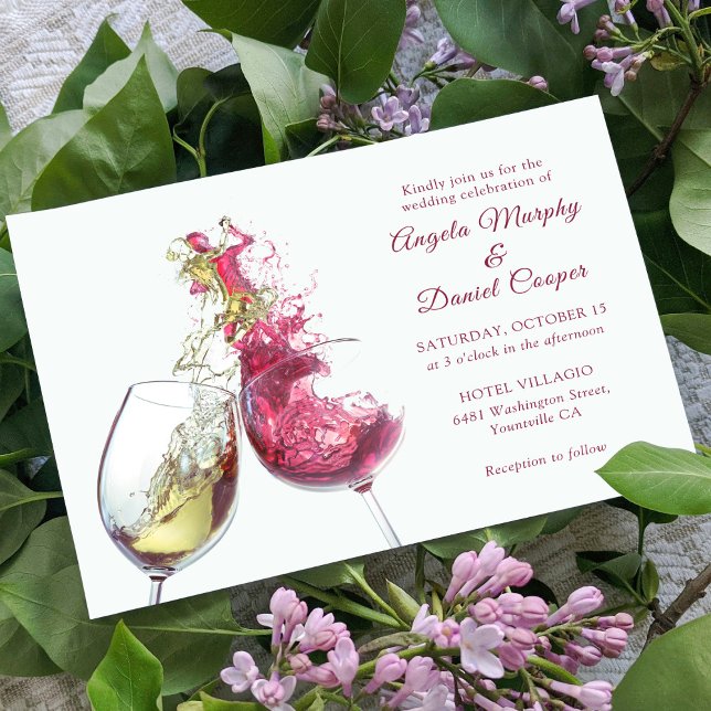 Invitation Élégant Mariage de danse du vin rouge et blanc (Créateur téléchargé)