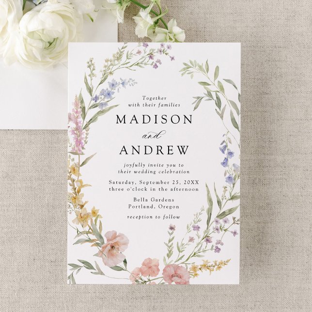 Invitation Elégant Mariage de  de couronnes florales romantiq (Créateur téléchargé)