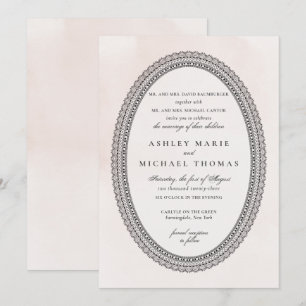 Invitation Élégant Mariage de dentelle de couleur blanche et 