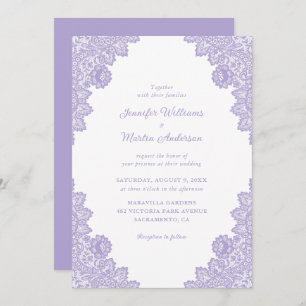 Invitation Élégant Mariage de dentelle violette