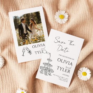 Invitation Élégant Mariage de dessin main